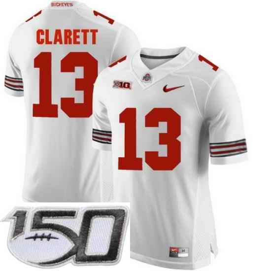 Ohio State Buckeyes 13 Maurice Clarett White College Football Stitched 150th Anniversary Patch Jersey